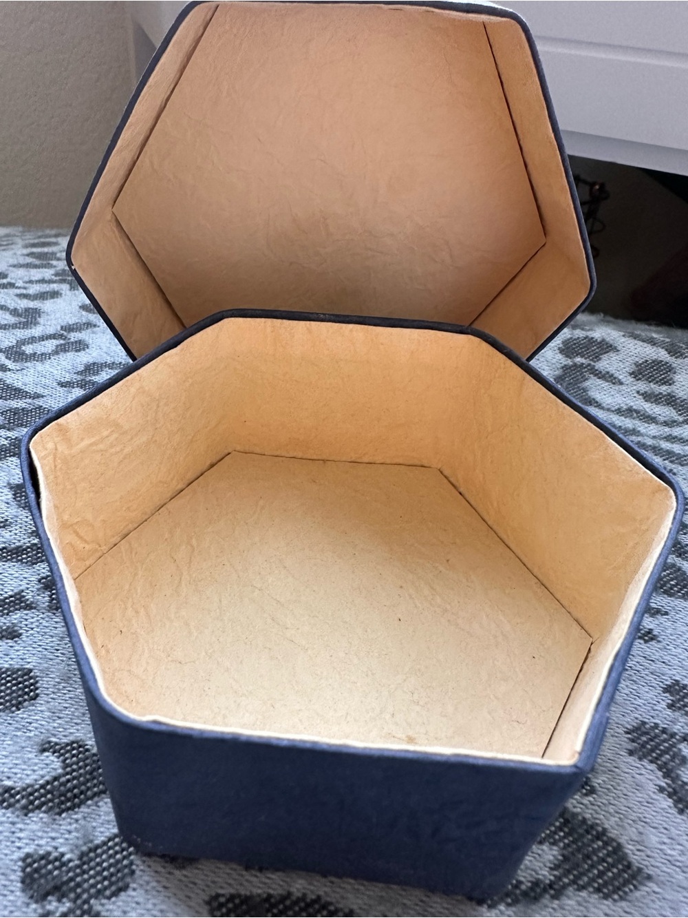 Hexagonal Floral Decorative Box in Teal, Red, Purple - Picture 3 of 6